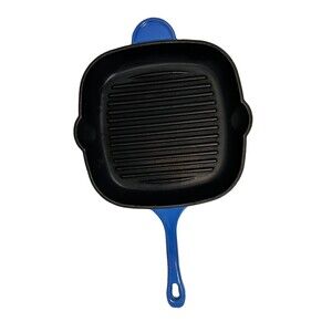 Blue Cast Iron Grill Pan 10.5” Ribbed Square Skillet